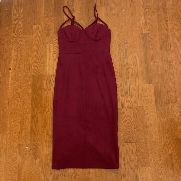Free People Abbey Faux Suede Dress Burgundy Size 6/S - Picture 6 of 6